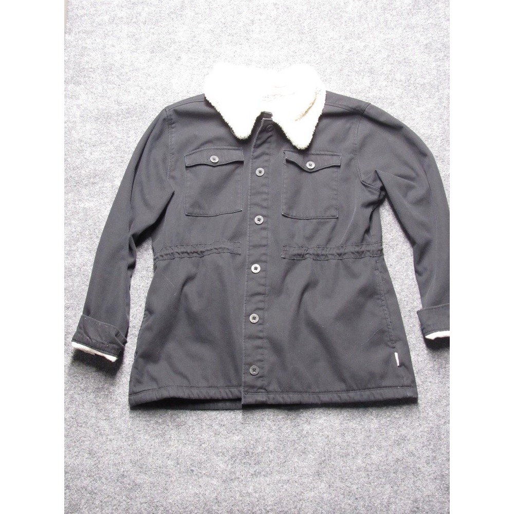 Hang Ten Mens Black Sherpa Collar Utility Jacket Size Small Coat